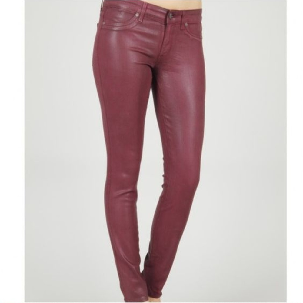 RALPH LAUREN BURGUNDY LEATHER PANTS/JEANS